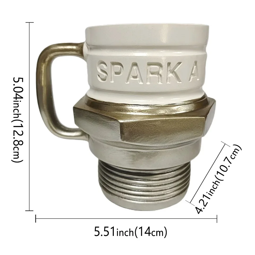 Creative Engine Design Metal Glass Coffee Mug Car Enthusiasts Exclusive Coffee Mugs for Mechanics & Audiophiles Spark Plug Mugs