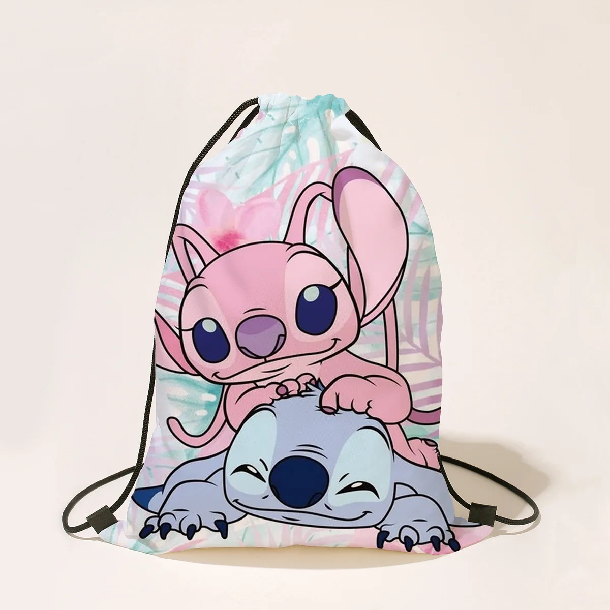 Disney Stitch Drawstring Bag Cute Anime Stitch Cartoon Printed Backpacks for Boys Girls Student High-capacity Backpack Kids Gift