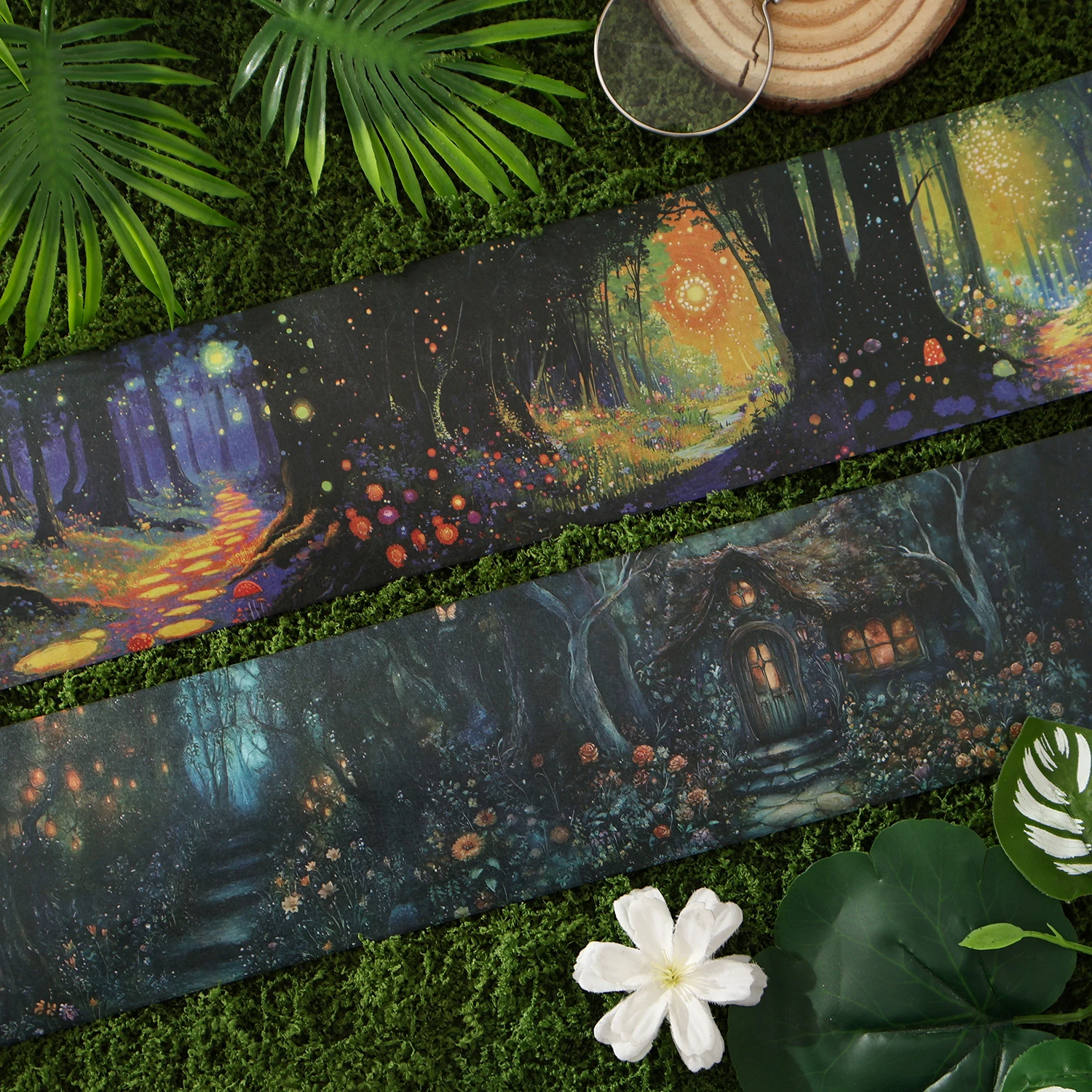 Plus Size 80mm * 2m/roll Fantasy Forest Natural Scenery Washi Stickers Creative Collage Junk Journal DIY Scrapbook Ins Mask Tape