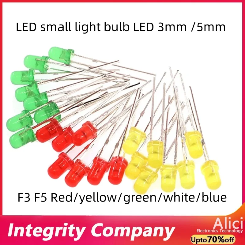 100pcsF3 F5 3mm 5mm LED Electronic kit Red Yellow Green White Blue Light Emitting Diode Water Clear Light Diodes Set