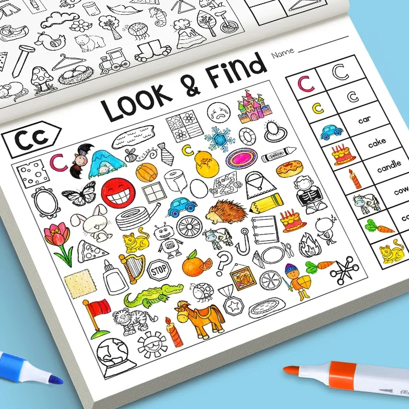 Fun Coloring Book 32-Page Kids' Find the Item Coloring Book Focus & Attention Training Activity Workbook for Early Learning