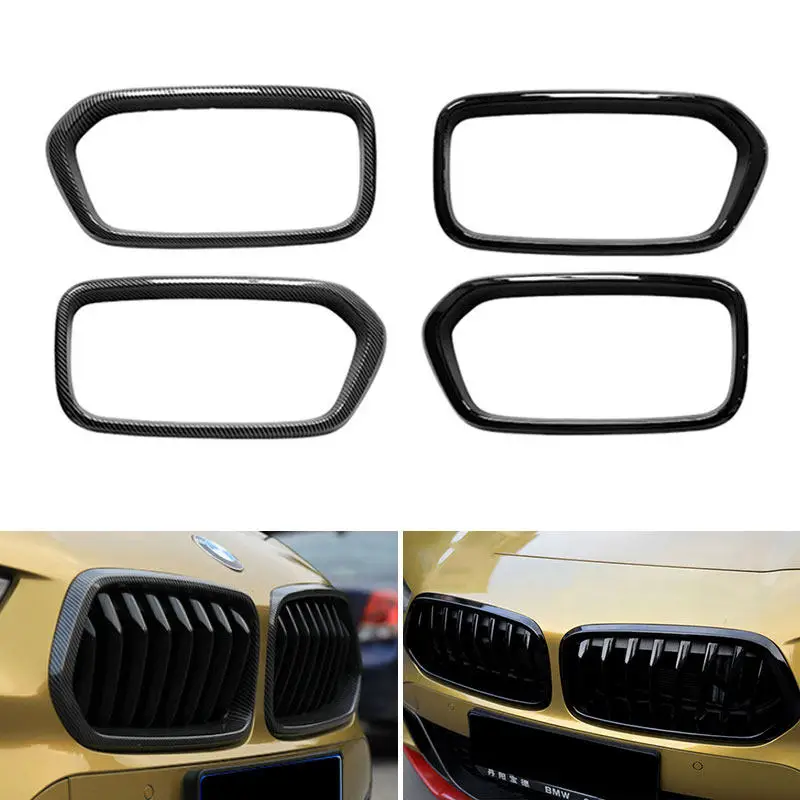 

For BMW X2 F39 2020 2021 2pcs Car Auto Accessories Front Bumper Grill Grille Frame Decoration Trim