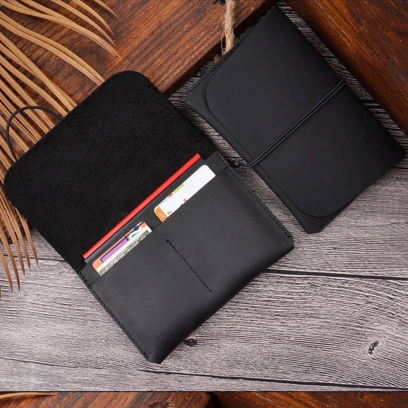 Simple Crazy Horse Genuine Leather Passport Book Traveler Passport Cover Leather Card Holder Wallet ID Card Holder HZ-03