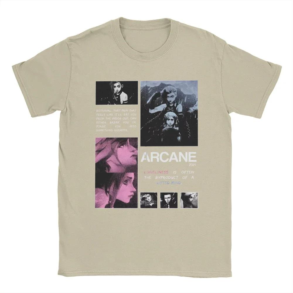 Maglietta da uomo Arcane Stagione 2 Jinx Vi Gioco anime Maglietta pura Merchandise Crazy T-shirt a maniche corte da donna