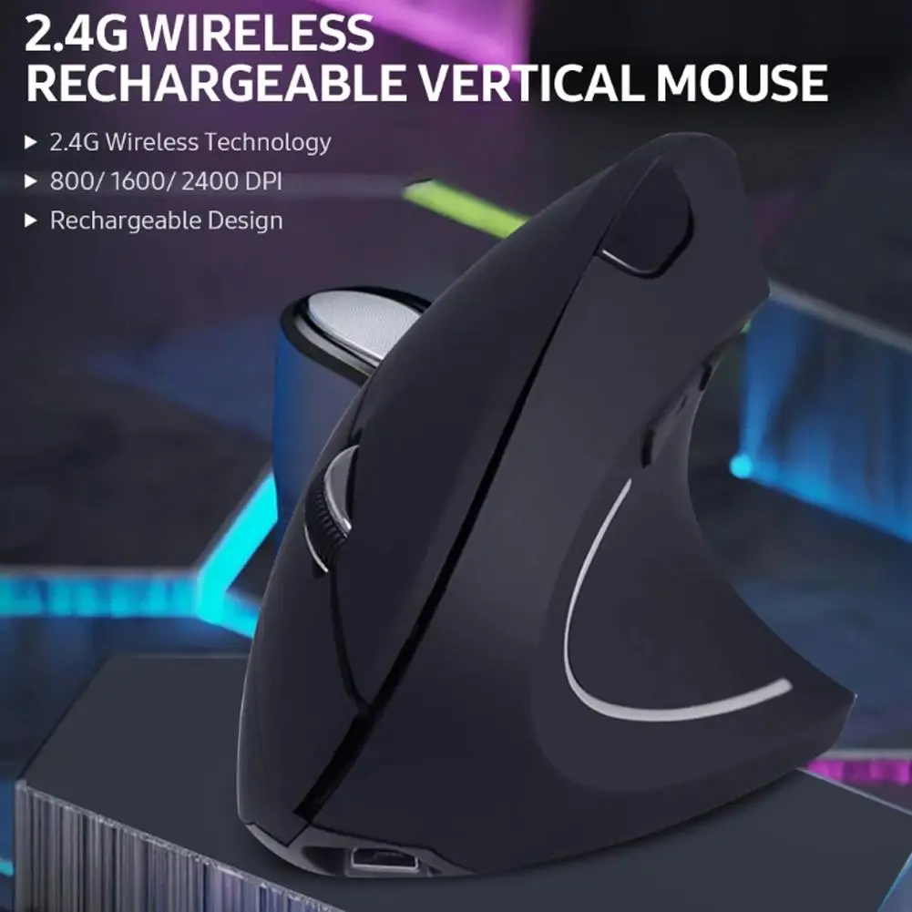 

Ergonomic Gaming Mouse Wireless Vertical Rechargeable Mouse 800/1600/2400 DPI Adjustable For PC Laptop Game Mouse X5V3