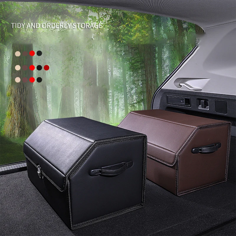 صندوق تخزين متعدد الأقسام قابل للطي من جلد البولي يوريثان باللون الأسود بسعة كبيرة مع مقابض معززة مقاومة للماء
