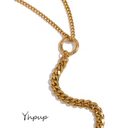 Yhpup collana con catena Color oro per donna ciondolo in metallo in acciaio inossidabile gioielli semplici Bijoux Acier Inoxidable Femme