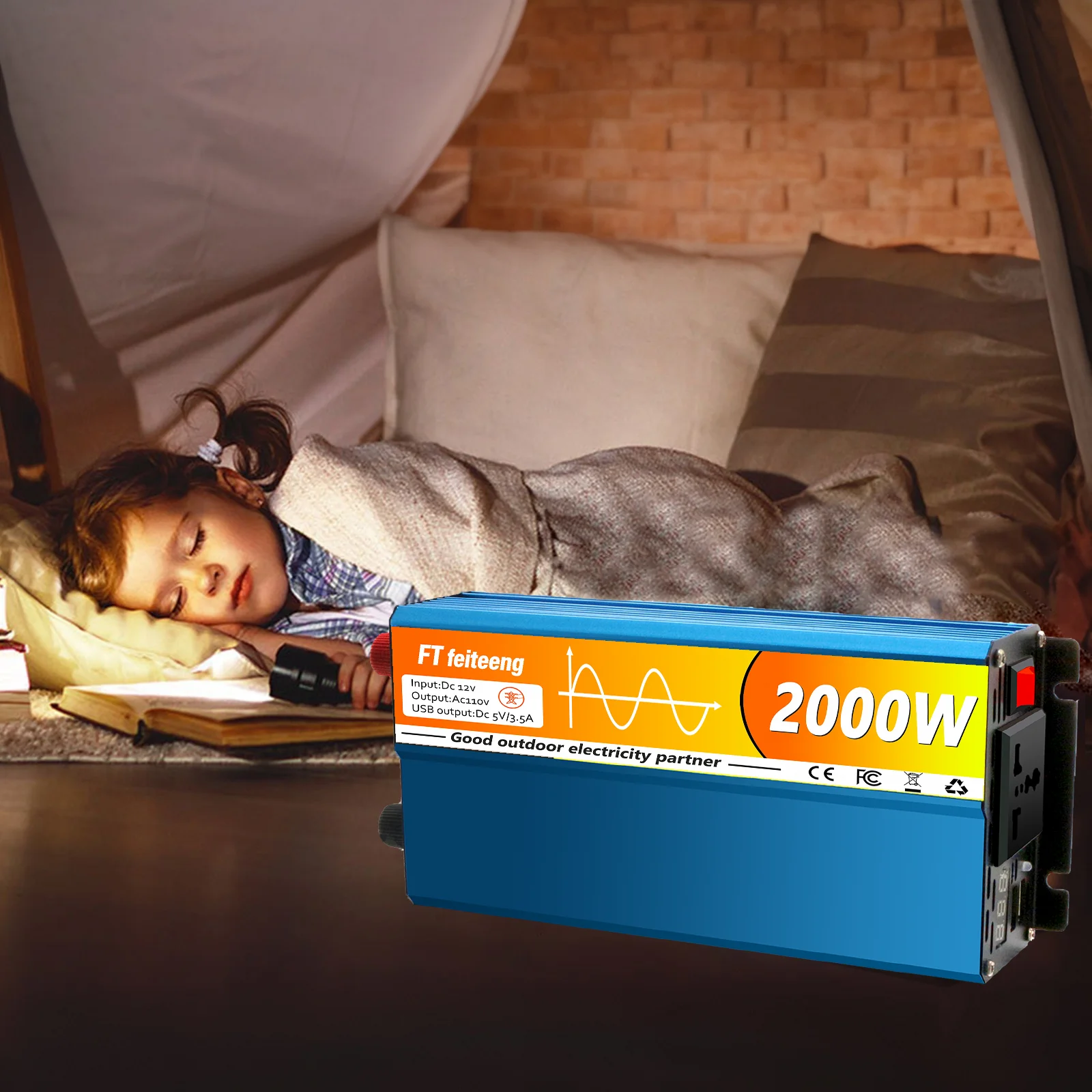 FT feiteeng 1000W 1500W 2000W محول طاقة موجة جيبية نقية 12V إلى 110V مع قابس أمريكي و2 USB - للمركبات الترفيهية والطاقة الشمسية والتخييم #5