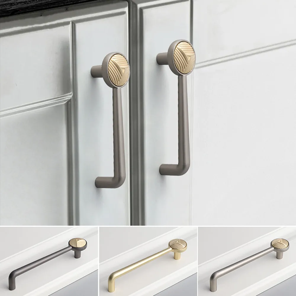 

96 128 192mm Modern Simple Fashion Two Color Wardrobe Kitchen Cabinet Door Handle Black Stain Brass Stain Nickel Drawer Cupboard