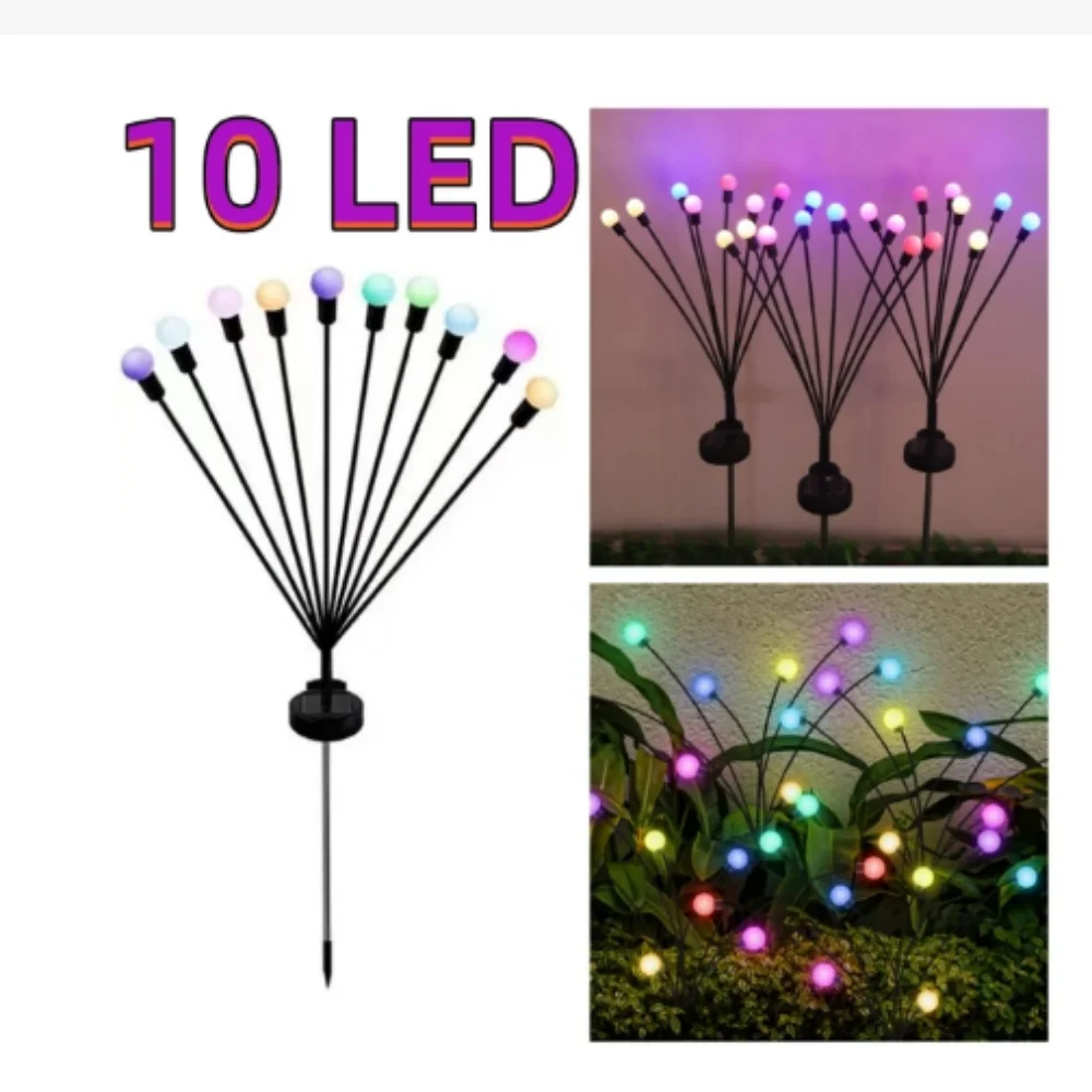 10 LED solar firefly light garden lawn light  courtyard terrace channel decoration  outdoor waterproof swing light