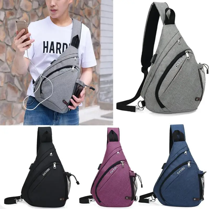 New Men One Shoulder Backpack Women Sling Bag Crossbody USB Boys Cycling Sports Travel Versatile Fashion Bag Student School 2023