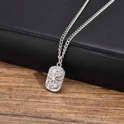 Mens Dog Tag Necklaces, Stylish Hammered Stainless Steel Eight Point Star Pendant Collar, Birthday Party Gifts for Him