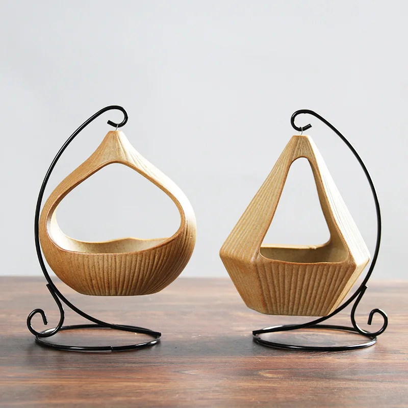 

Hanging Planter - Drilled Indoor Decor with Succulent Garden Design - Creative Living Room Suspended Planter for Pothos