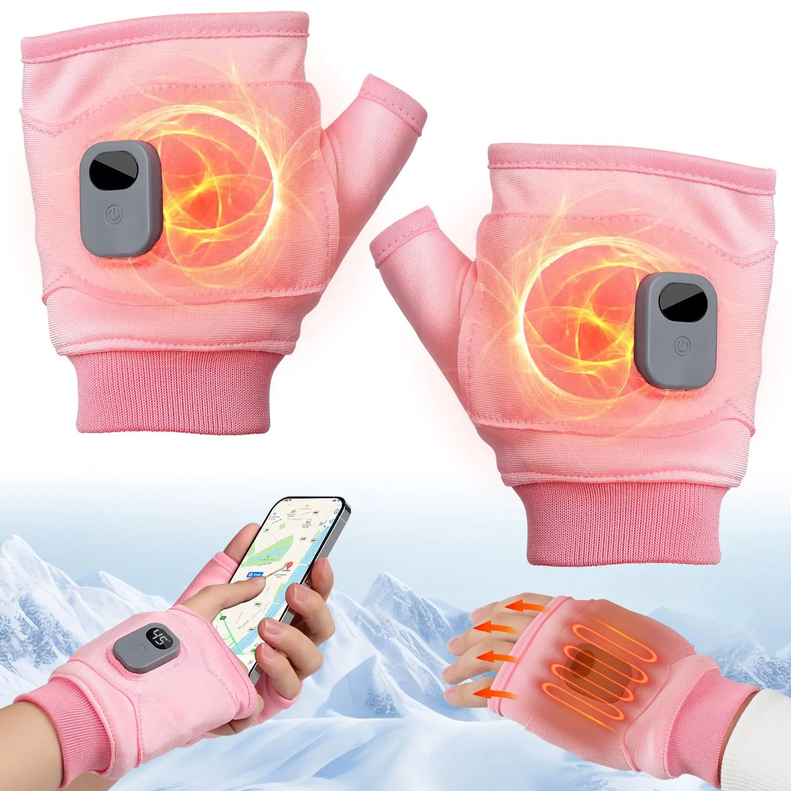 

3-уровневые перчатки с электрическим подогревом, перезаряжаемые на 360° ° Термальные перчатки с бандажами для рук, ветрозащитная грелка для рук для пеших прогулок, езды на велосипеде