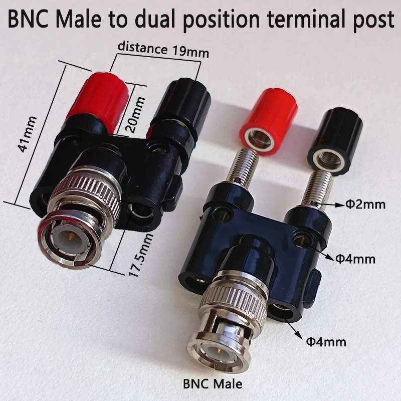1PC BNC Male/Female to 4mm Dual Position Banana Plug / Binding Post Adapter for Oscilloscope Multimeter
