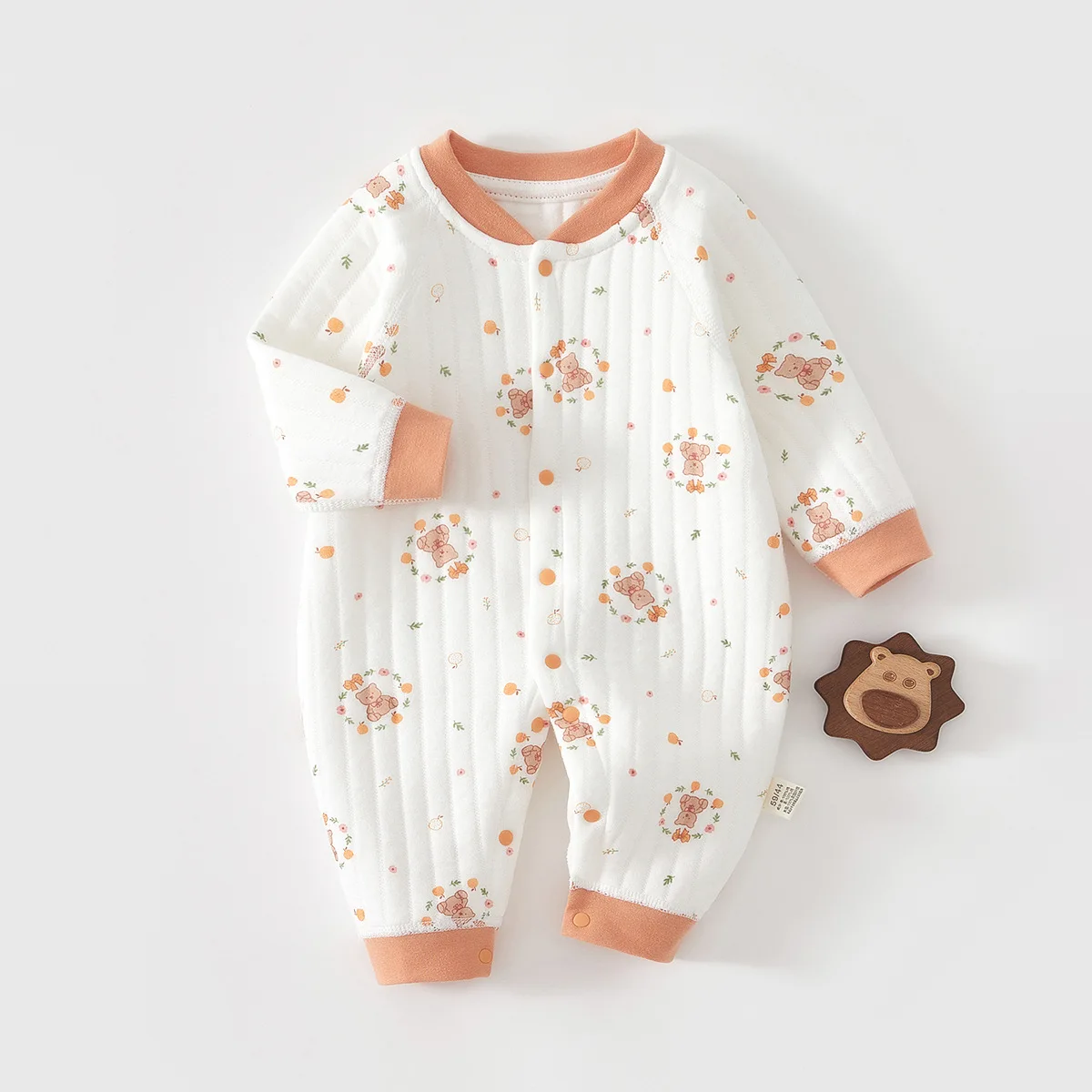 Baby Jumpsuit Clothes Winter Thickening 100% Cotton  Boys Girls Cute Printed Bear Romper Infant Onesie Spring Trend 1-3-6-9-12M image 4