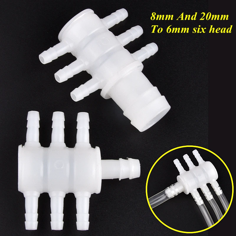 1/5/20 Pcs Aquarium Fish Tank Oxygen Pump Diverter 8mm To 6mm Six Head Water Pipe Joint Garden Irrigation Divide Water Connector