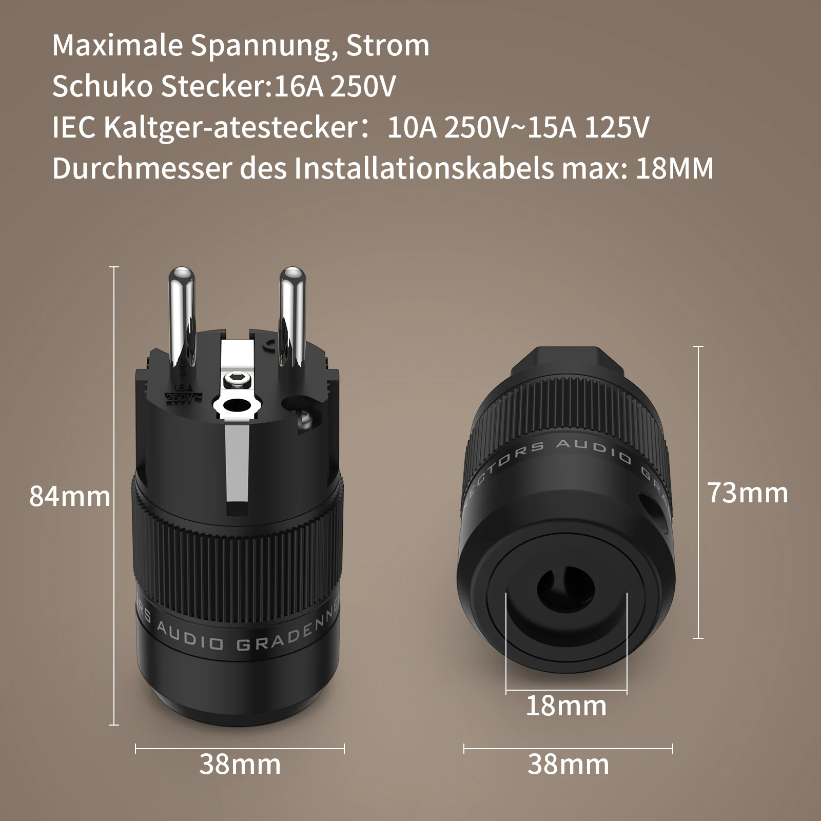 

Audiocrast Rhodium Plated EU Schuko Power Plug With IEC Connector High End HIFI Audio Accessory