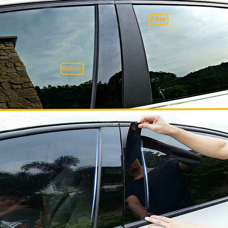 6Pcs Glossy Piano Black Pillar Posts Fit For Kia Sorento 2021 2022 2023 Door Window Trim Stickers Auto Styling Accessories