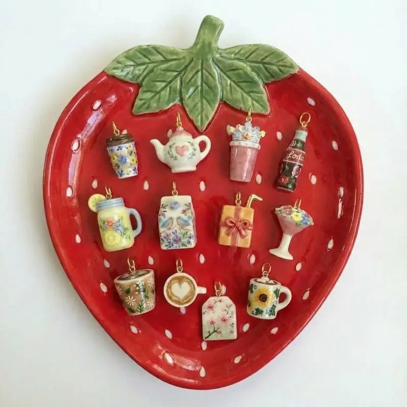 Mini-Kupfer-Anhänger für Lebensmittel und Getränke, Kaffeetasse, Teekanne, Anhänger für DIY-Halsketten, Armbänder, Ohrringe, Schmuckherstellungszubehör – Detail 2