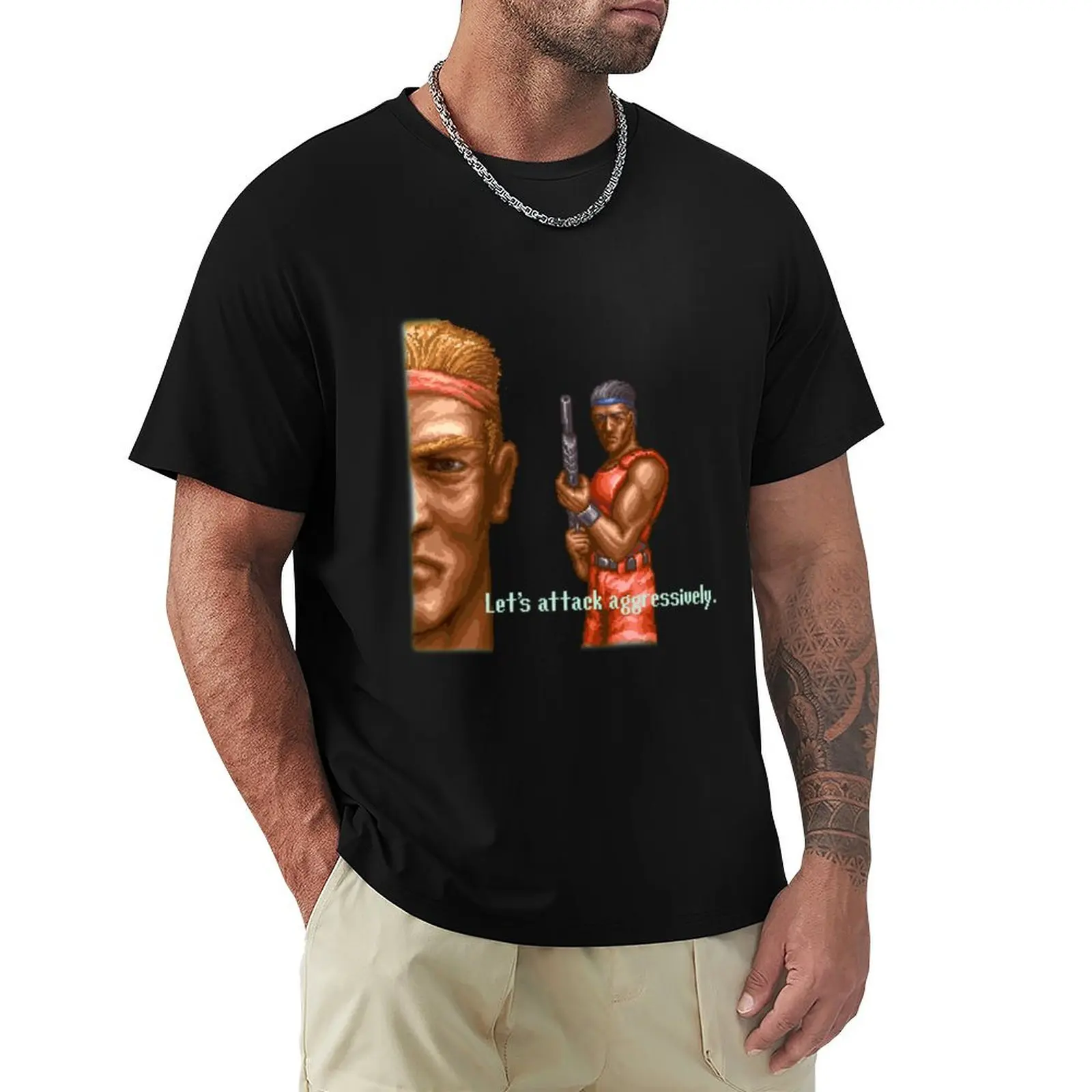 Contra 3 Let's Attack This Aggresively T-Shirt Work Utility Casual Tee Shirt
