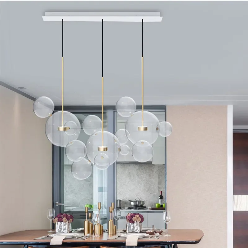 Plafonnier LED suspendu en verre transparent, design moderne, éclairage d'intérieur, luminaire décoratif de plafond, idéal pour un salon ou une cuisine