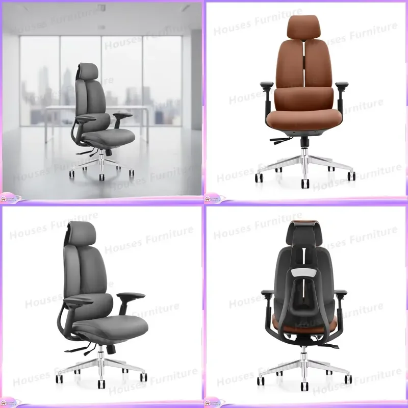 Cadeira de Escritório Ergonômica Moderna para Jogos com Apoio para os Pés Retrátil, Cadeira de Computador de Couro com Encosto Alto para Casa, Estudan