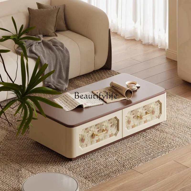 

ld14Medieval printing double door coffee table solid wood art living room tea table storage