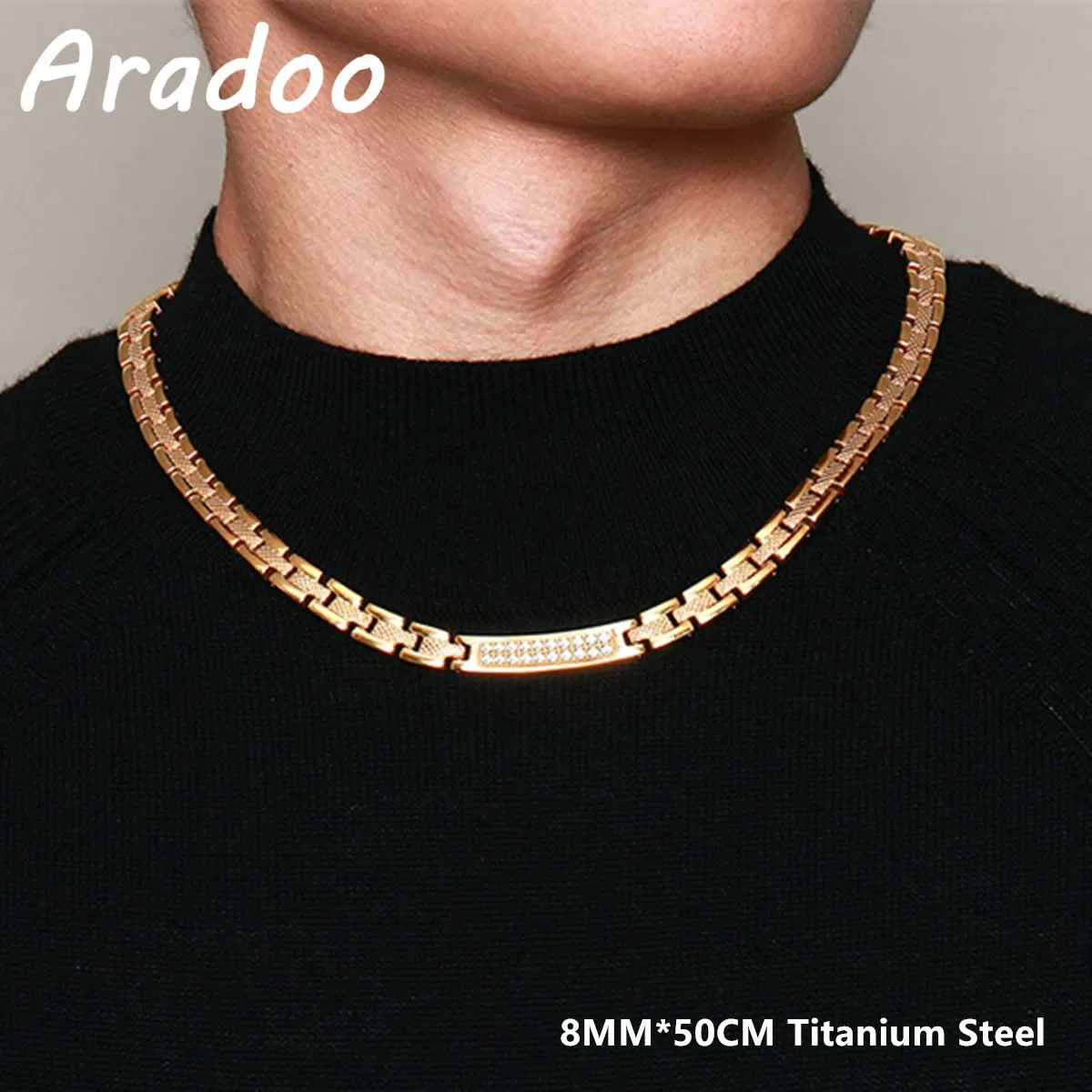ARADOO Dragon Pattern Titanium Steel Bracelet Necklace Jewelry Set