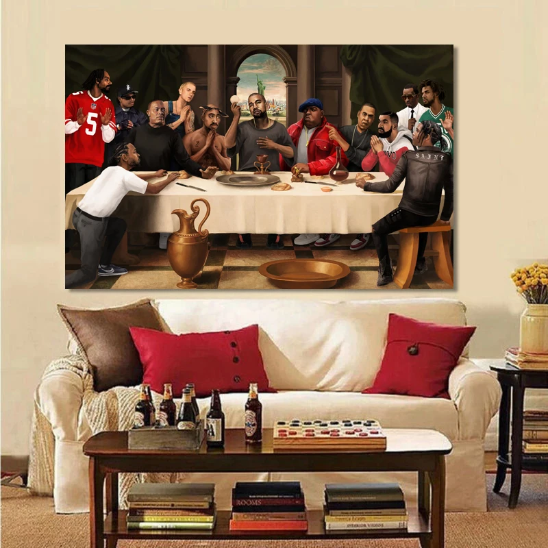 Legend Rappers The Last Supper Eminem/2PAC/Snoop/Kanye/Drake Canvas Wall Art Hip-Hop Poster Prints Music Picture Home Decor