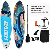 New 3.2m Surfboard Surf Set Inflatable Stand Up Paddle Board Blue Whale Pattern Inflatable Stand Up Surfboard SUP Paddle Board