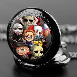 Creatieve Clowns Ontwerp Glazen Koepel Praktische Quartz Zakhorloge Fob Ketting Heren Kids Cadeaus Klok Halloween Geschenken