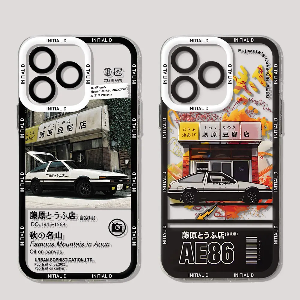 Anime Initial D AE86 Phone Case For iPhone 15 14 13 12 11 Mini Pro Max X XR XSMax 6S 6 7 8 Plus SE20 Transparent Cover