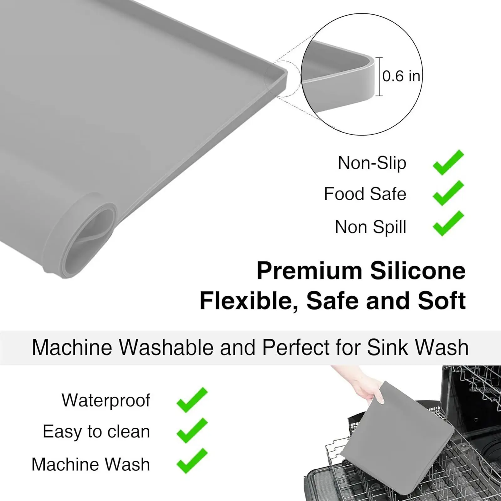 Dryer Top Cover With Lint Collection Hole Washer And Dryer Mat 26x18in Silicone Non-Slip Washing Machine Topper For Kitchen Work