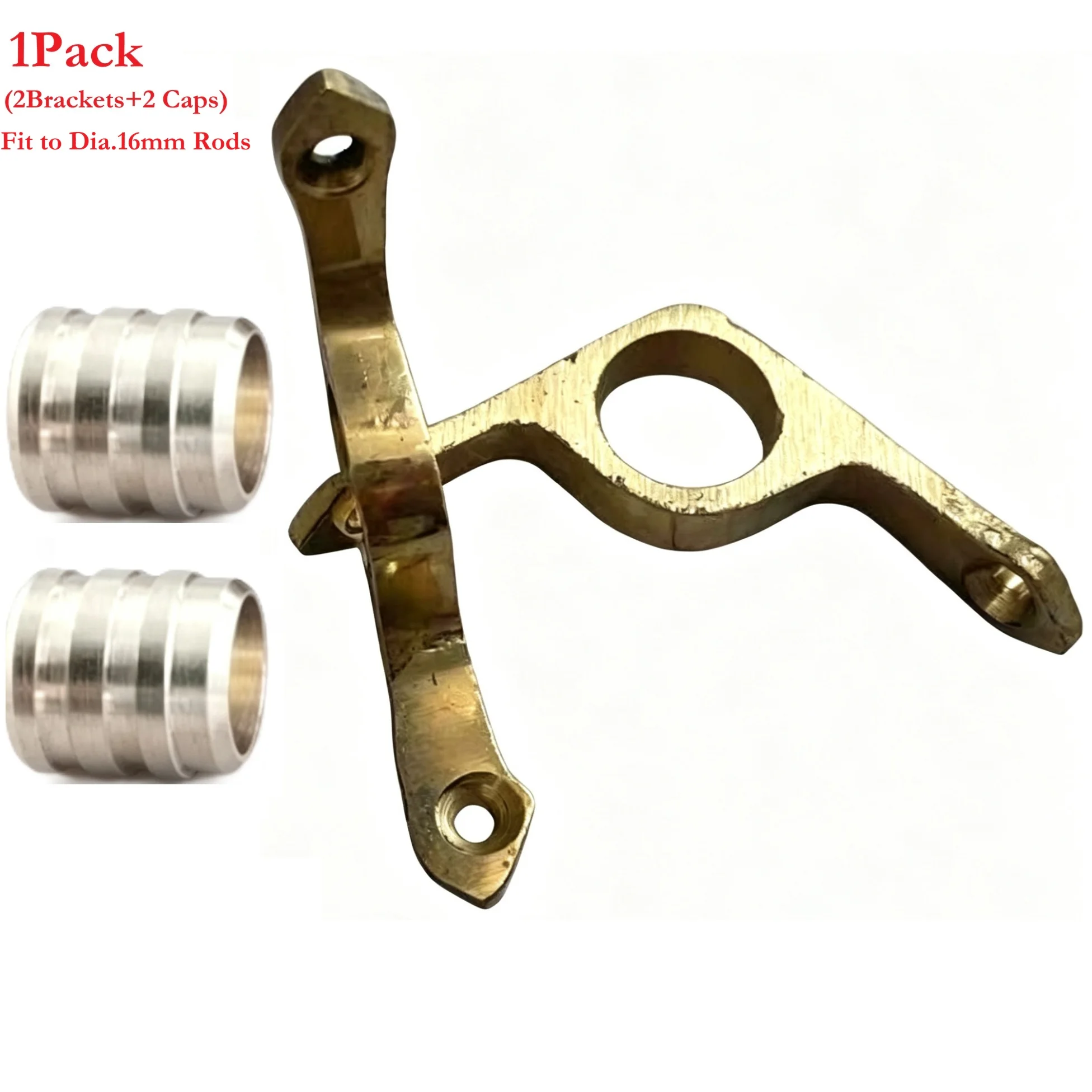 1Pack Brass Stair Rod Carpet Holder Brackets With End Cap-----No Rods Included
