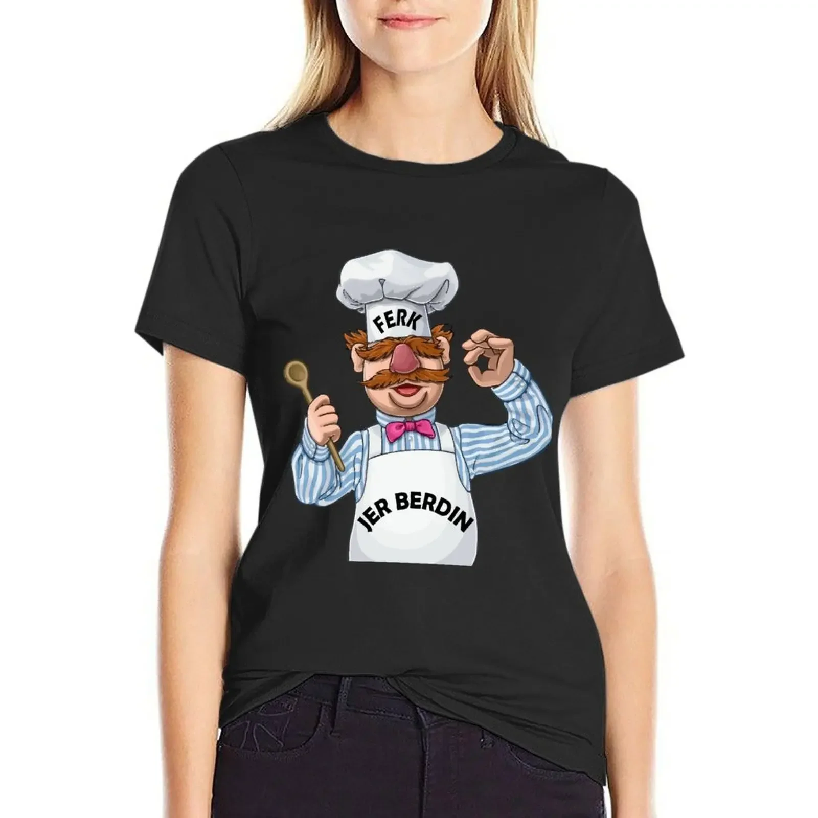 Ferk jer berdin camiseta de chef sueco, ropa bonita de gran tamaño, camisetas divertidas para mujer