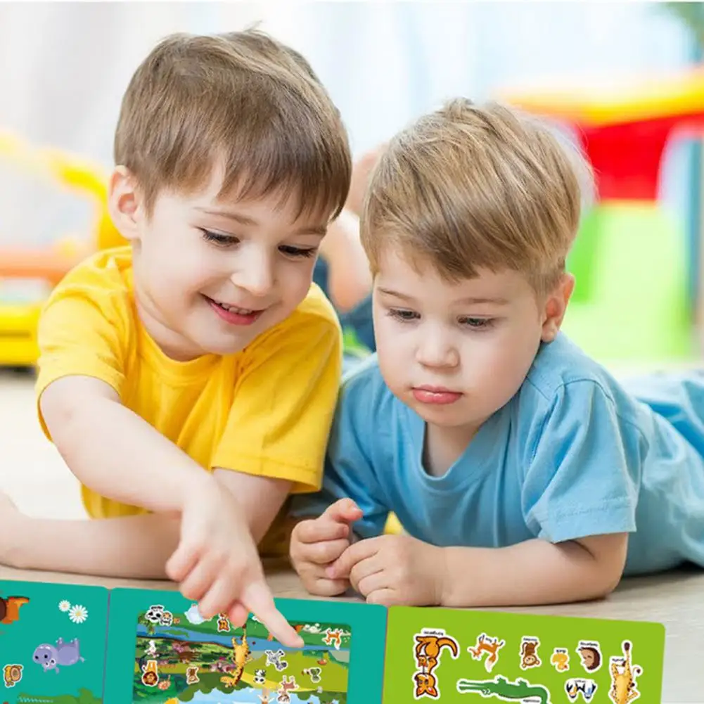 1 Set Cartoon Sticker Book Beautiful Multiple Scenarios Cartoon Children Sticker Book Reusable Kid Sticker Book