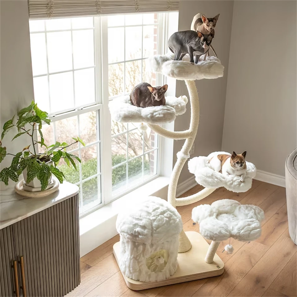 XIANGLONG Factory Supply Modern Luxury Cat Tree New Design Wood Cat Furniture With Sustainable Sisal Gift For Cats