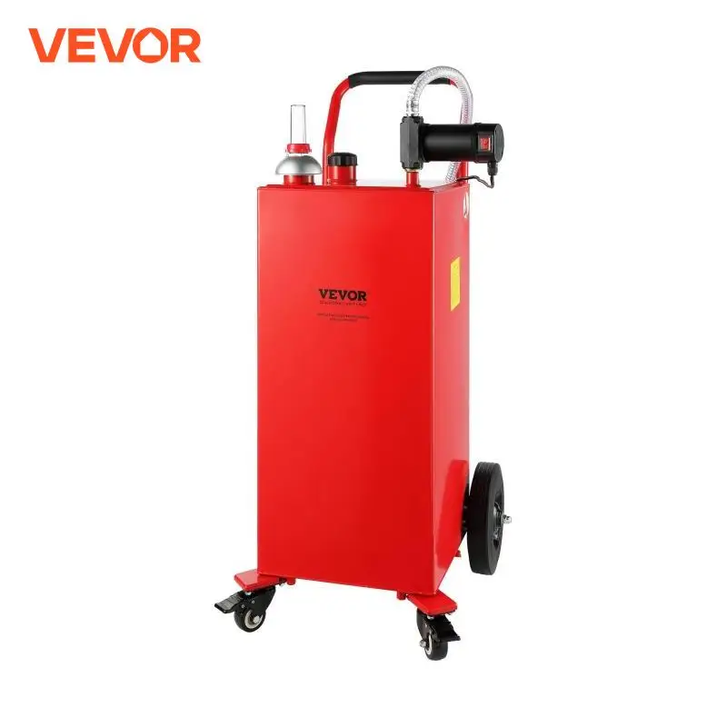 VEVOR 30 Gallon Portable Fuel Tanks Petrol Cans Spare Caddy Container Gasoline Canister with Pump Wheels for Car Motorcycle Boat