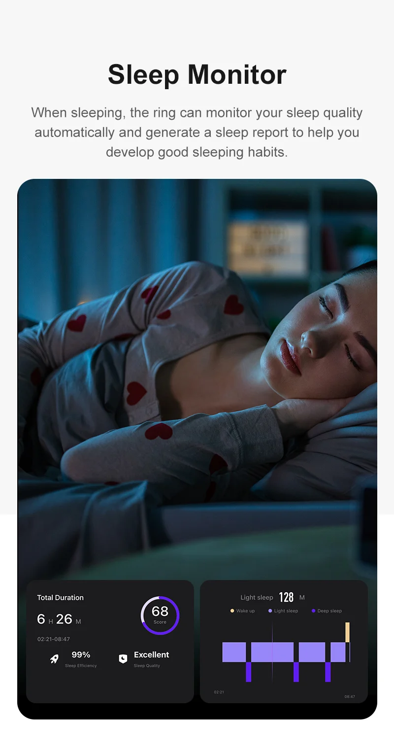 SITOPWEAR حلقة ذكية مع علبة شحن 2025 للرجال والنساء زوجين ذكاء الأكسجين في الدم/مراقبة معدل ضربات القلب النوم الرياضة المقتفي