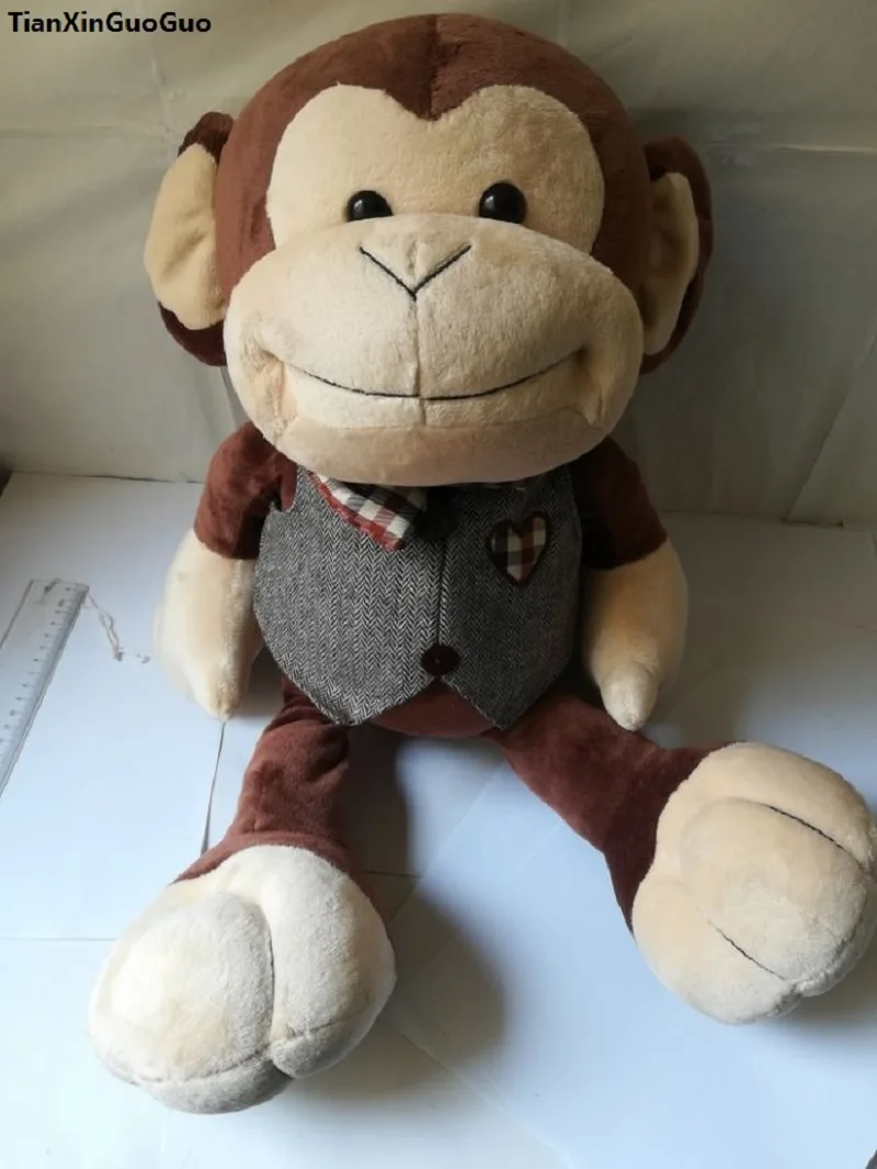 Large 55cm Cartoon Gentle Monkey Plush Toy Brown Monkey Soft Doll Throw Pillow Toy Christmas gift S2000