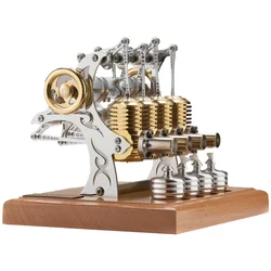 Four Cylinder Stirling Engine Metal Assembly Model Precision Toy DIY Assembly Movable Metal Mechanical Engine Toy