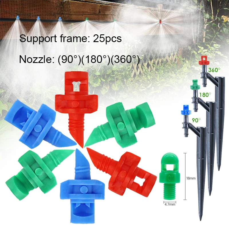 25/50/75pcs Refraction Nozzle Agriculture Irrigation Water Sprinkler 90 180 360Angle Sprayer Head Mist Sprayer for Greenhouse