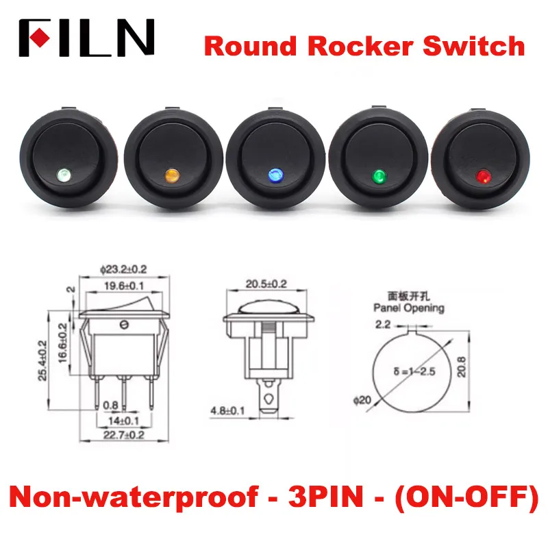 FILM 5 Stück ON-OFF 12V 24V 110V 220V 6A Heavy Duty DPST IP67 wasserdichter versiegelter T85 Auto Boat Marine Kippschalter mit LED – Detail 7