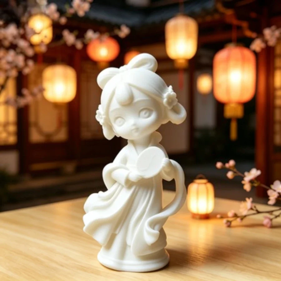 Oriental Character Figurine 3D‑Printed White Model Statue Blank DIY Hand‑Painted Asian Style Desktop Ornament Home Decor Craft