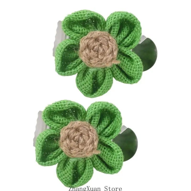 2 Stück Baumwolle Leinen Floral Fenster Vorhang Clip Metall Klammern Schnallen Blumen Design Gardinen Raffhalter Home Dekoration – Detail 10