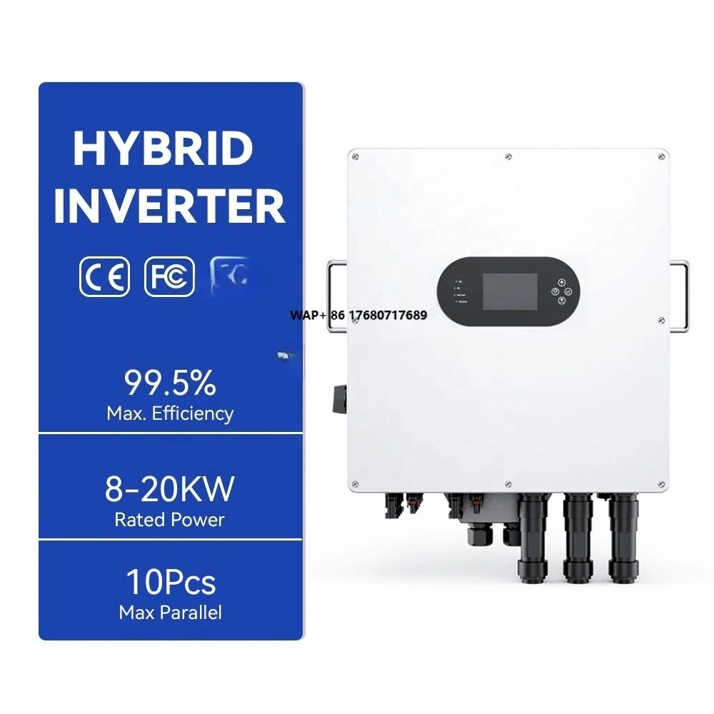 

DEMUDA 8KW 10KW 12KW 15KW 20KW Three Phase Hybrid Inverter Wall Mounted IP65 230v 120v Solar Inverter for Home Solar System