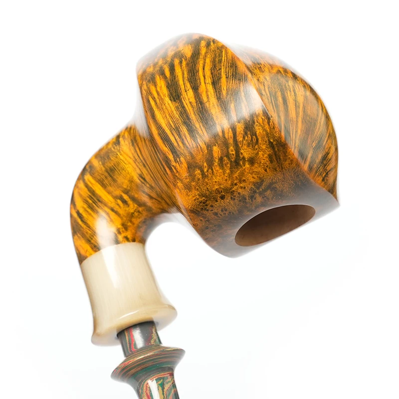أنبوب التبغ القديم الثعلب براير أنبوب منحوت يدويًا هدية عيد الأب أنبوب على شكل درع فم مطاطي مبركن #6