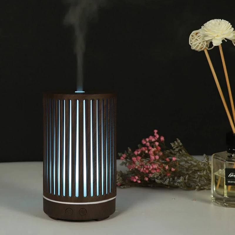 Simulated Wooden Printed Humidifie 200Ml Colorful Portable Humidifier Low Noise  Small Humidifier For Bedroom Office Light Color