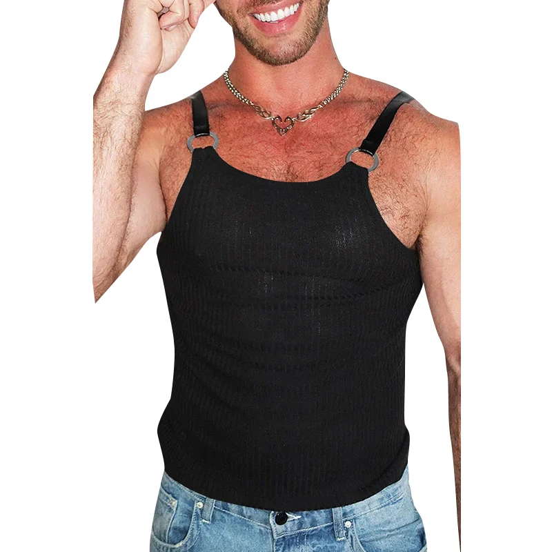 

INCERUN Men Tank Tops Patchwork Sleeveless Summer Male Vests Streetwear 2025 Fashion Casual Men Clothing Skinny Knitted Tops